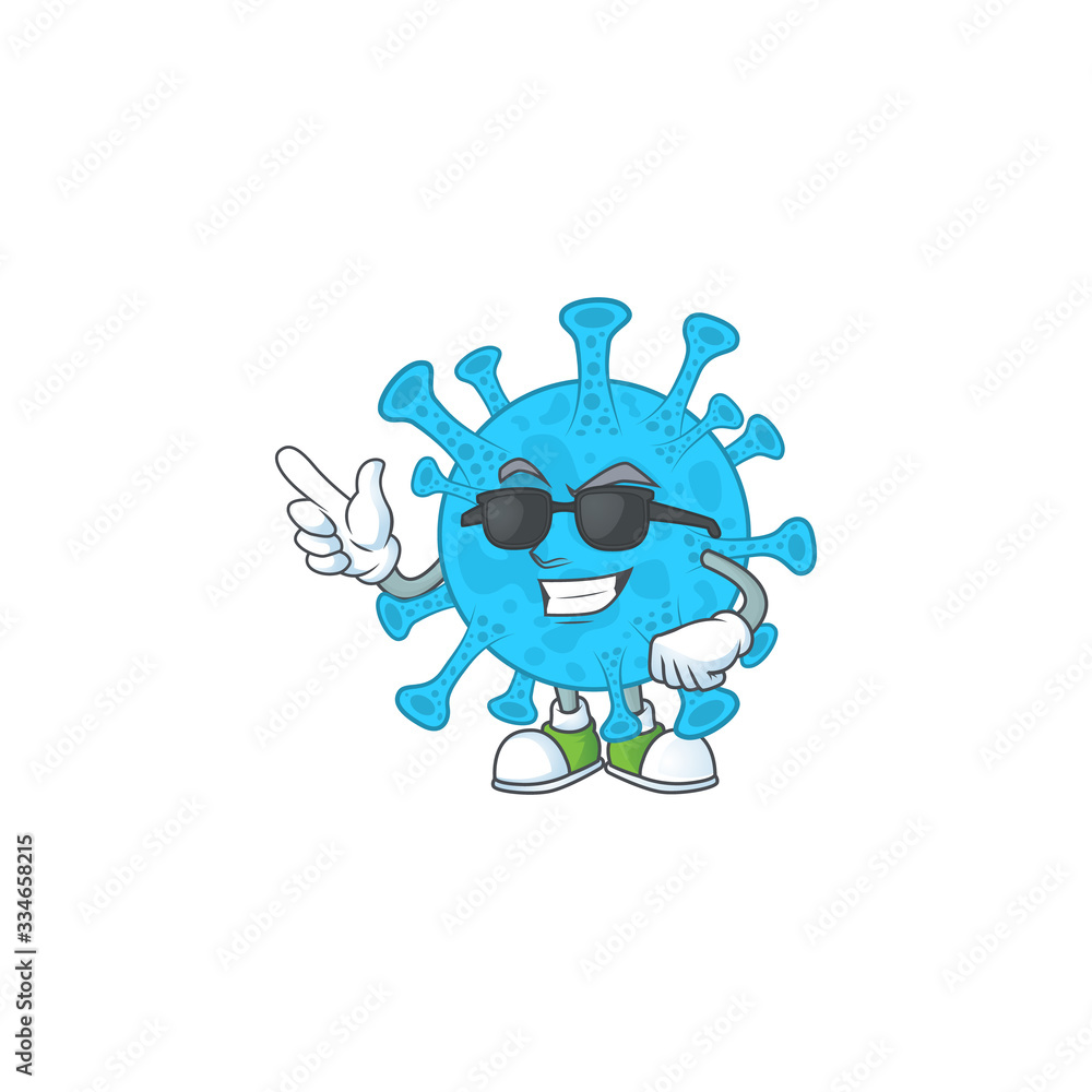Obraz premium Super cute coronavirus backteria cartoon character wearing black glasses