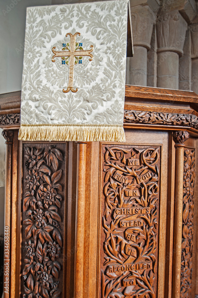Old ornate decorative altar in old chuch