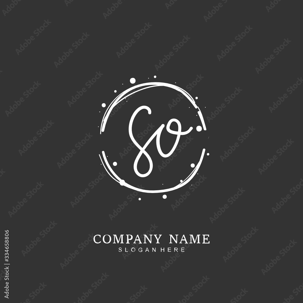 Handwritten initial letter S O SO for identity and logo. Vector logo template with handwriting and signature style. Handwritten initial letter S O SO for identity and logo. Vector logo template with handwriting and signature style.