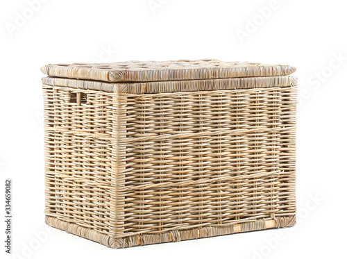 Wicker basket on white background