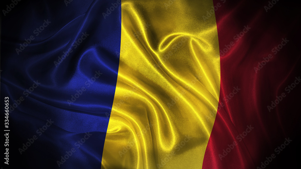 Close up waving flag of Romania. National Romania flag. Close up waving flag of Romania. National Romania flag.