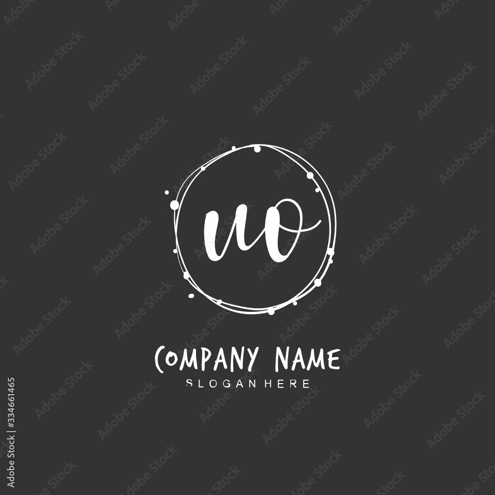 Handwritten initial letter U O UO for identity and logo. Vector logo template with handwriting and signature style. Handwritten initial letter U O UO for identity and logo. Vector logo template with handwriting and signature style.