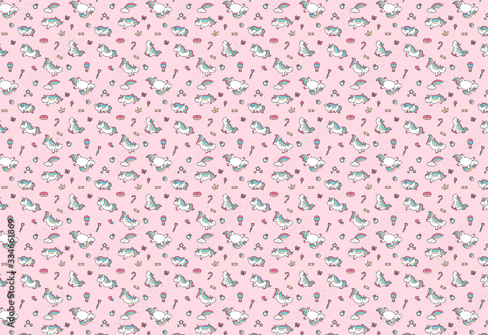 Cute unicorn pattern on pink background. Cute unicorn pattern on pink background.