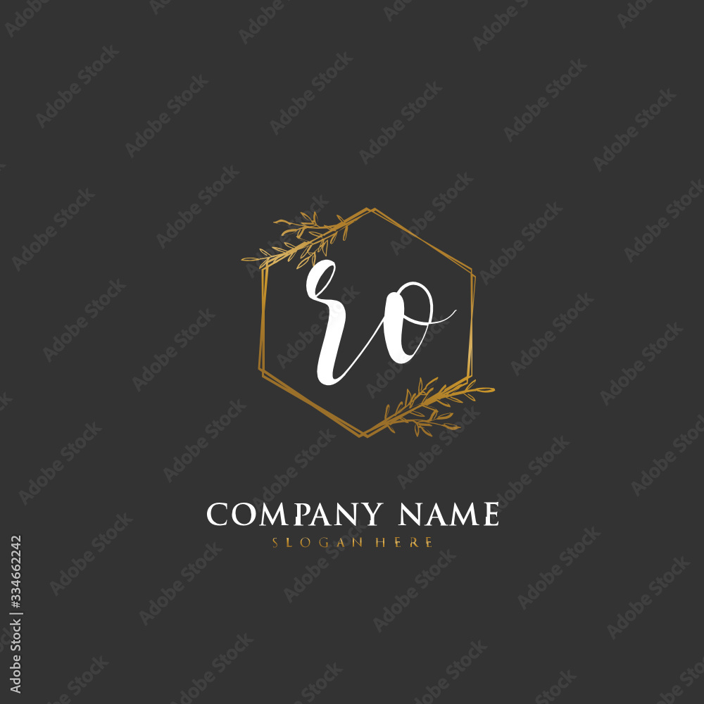 Handwritten initial letter R O RO for identity and logo. Vector logo template with handwriting and signature style. Handwritten initial letter R O RO for identity and logo. Vector logo template with handwriting and signature style.
