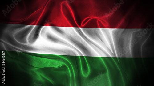 Close up waving flag of Hungary. National Hungary flag.