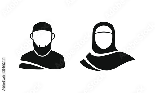 avatar muslim man and woman icon, vector illustration