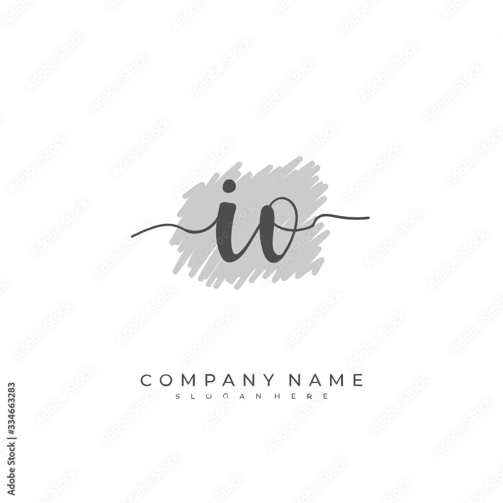 Handwritten initial letter I O IO for identity and logo. Vector logo template with handwriting and signature style.