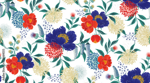  Vector illustration of a seamless floral pattern in spring for Wedding, anniversary, birthday and party. Design for invitation card, picture frame, poster, scrapbook 