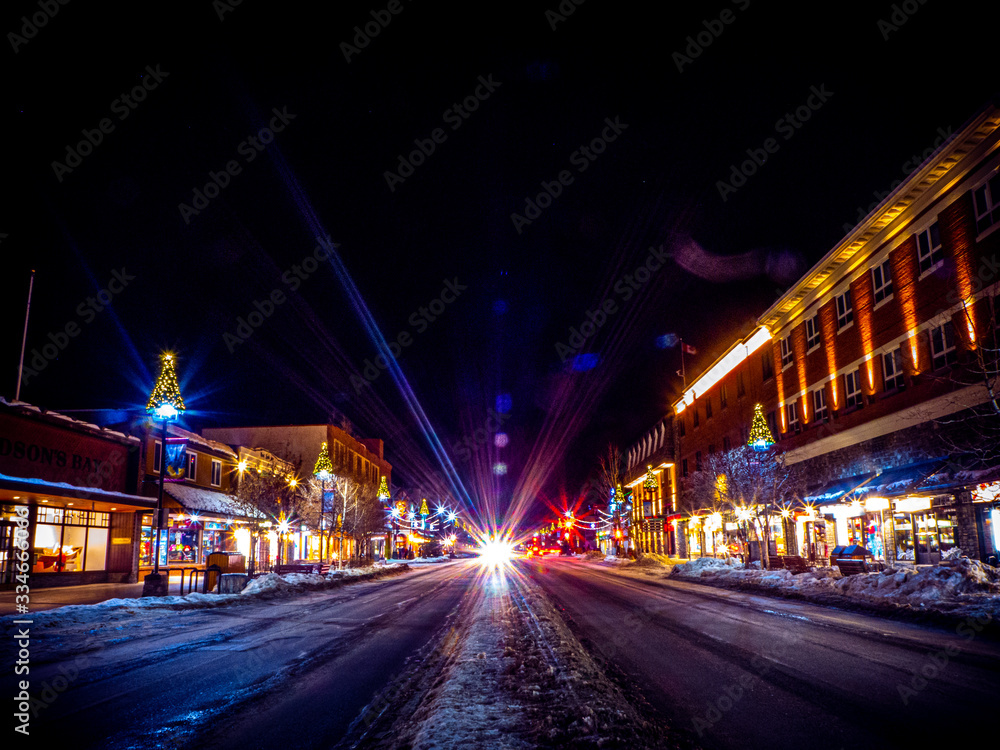 Banff Avenue at Night - Banff, Alberta, Canada