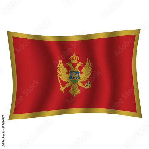 Montenegro flag background with cloth texture. Montenegro Flag vector illustration eps10. - Vector