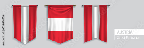 Set of Austria waving pennants on isolated background vector illustration