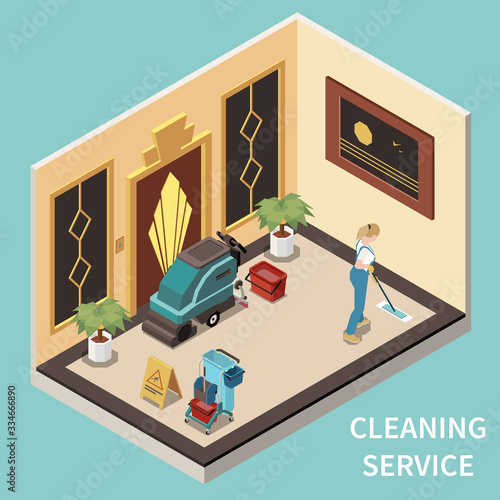 Professional Cleaning Isometric Composition