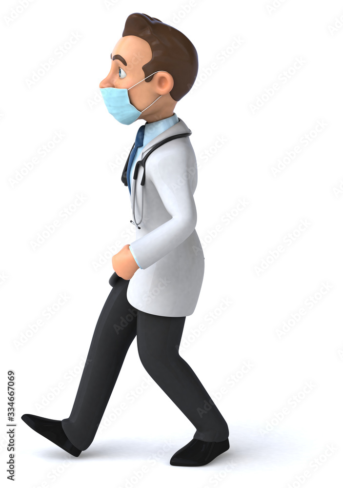 3D illustration of a cartoon character with a mask 3D illustration of a cartoon character with a mask