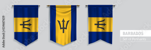 Set of Barbados waving pennants on isolated background vector illustration
