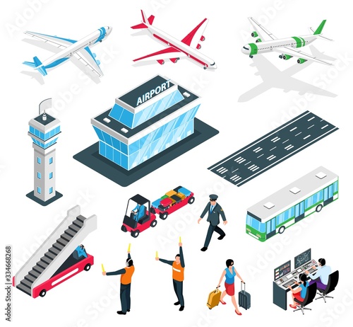 Isometric Airport Icon Set