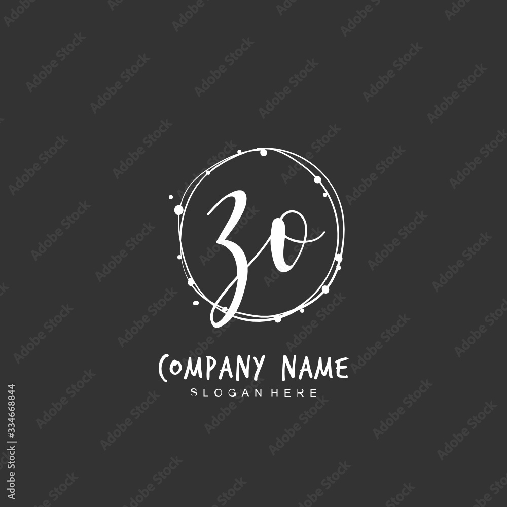 Handwritten initial letter Z O ZO for identity and logo. Vector logo template with handwriting and signature style. Handwritten initial letter Z O ZO for identity and logo. Vector logo template with handwriting and signature style.