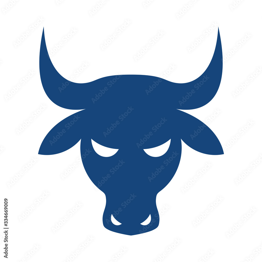 Fototapeta premium Vector stock market bull head silhouette icon, business illustration, trading sign