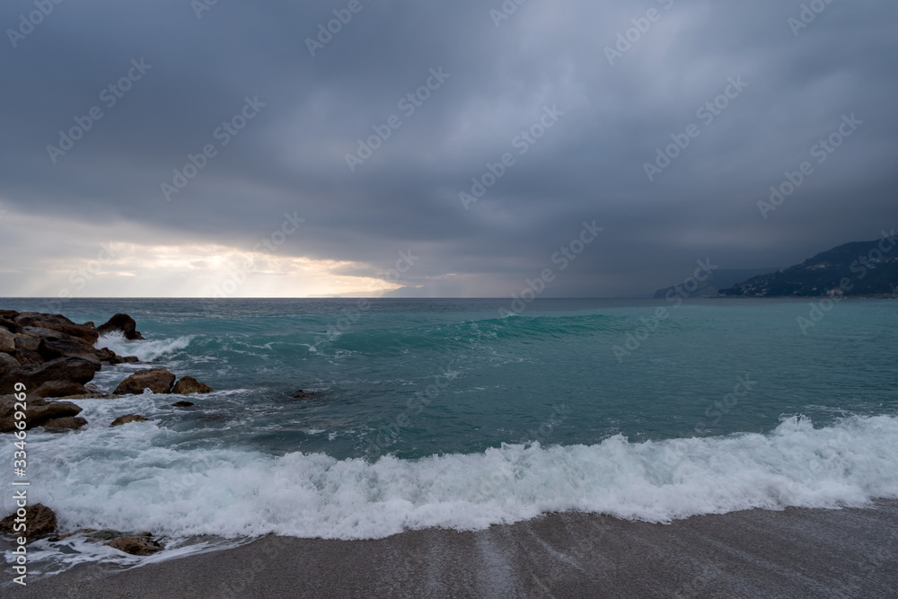 Cloudy day over the Ligurian sea, Italian Riviera
