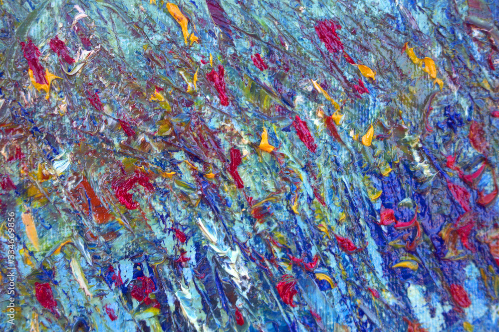 Abstract modern painting. Painting painted with a palette knife on canvas with oil paints in a large stroke Abstract modern painting. Painting painted with a palette knife on canvas with oil paints in a large stroke