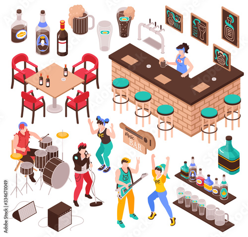 Music Bar Isometric Set 