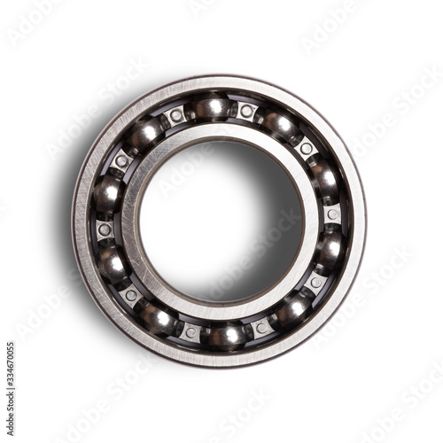 Close up of the roller bearing on white background isolated, top view. Part of the car