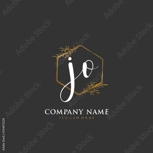 Handwritten initial letter J O JO for identity and logo. Vector logo template with handwriting and signature style.