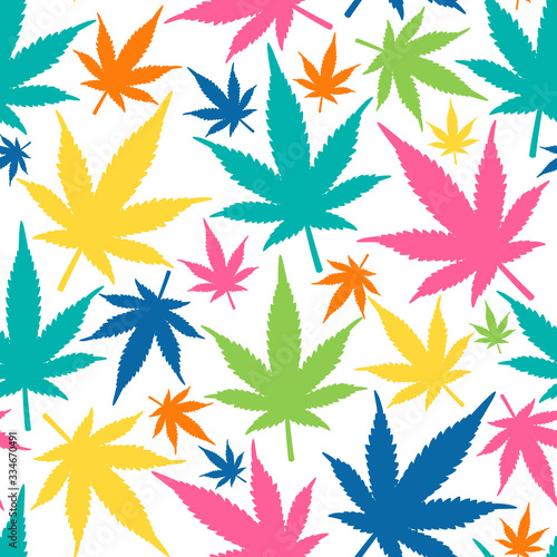 Marijuana leaves seamless vector pattern. Cannabis seamless pattern. Pattern with marijuana leaf.