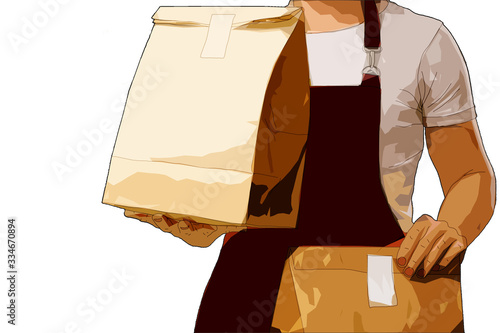 Man Delivering with Grocery order. Delivery concept - illustration photo