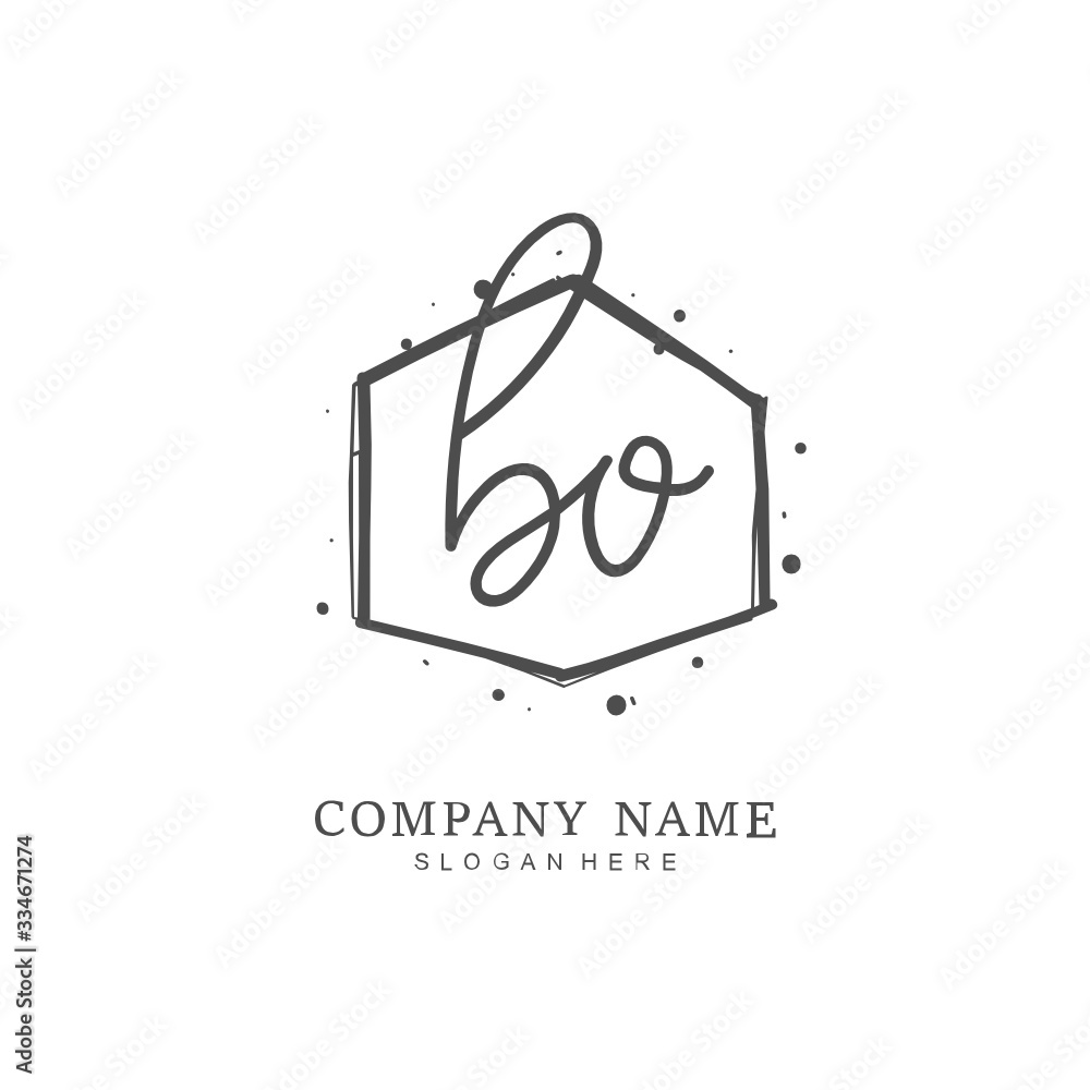 Handwritten initial letter B O BO for identity and logo. Vector logo template with handwriting and signature style. Handwritten initial letter B O BO for identity and logo. Vector logo template with handwriting and signature style.