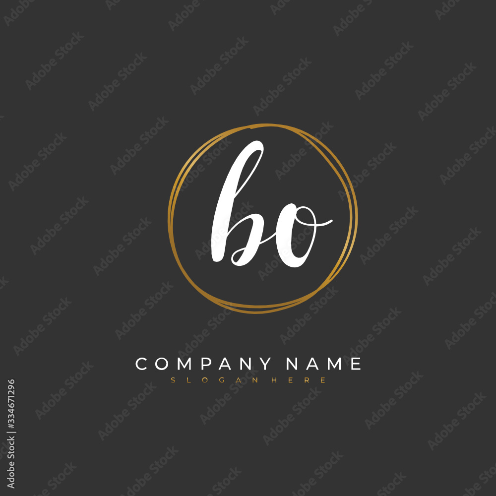 Handwritten initial letter B O BO for identity and logo. Vector logo template with handwriting and signature style. Handwritten initial letter B O BO for identity and logo. Vector logo template with handwriting and signature style.
