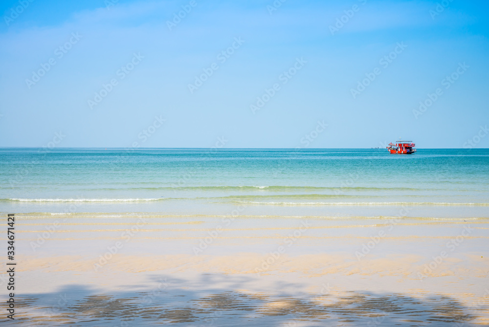 Beautiful tropical island beach with blue sky background - Travel summer holiday concept.