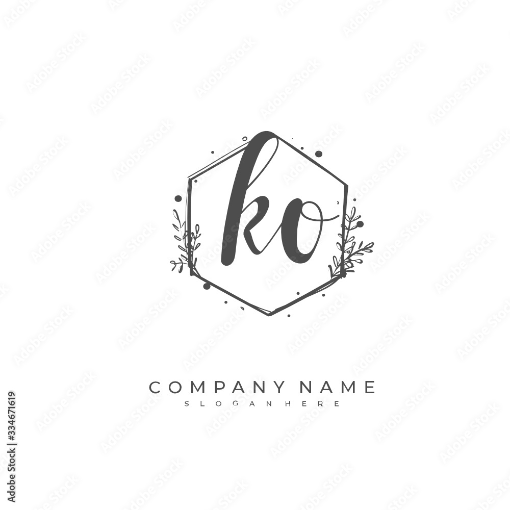 Handwritten initial letter K O KO for identity and logo. Vector logo template with handwriting and signature style. Handwritten initial letter K O KO for identity and logo. Vector logo template with handwriting and signature style.