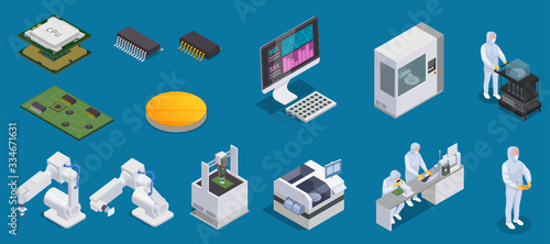 Semiconductor Chips Isometric Set