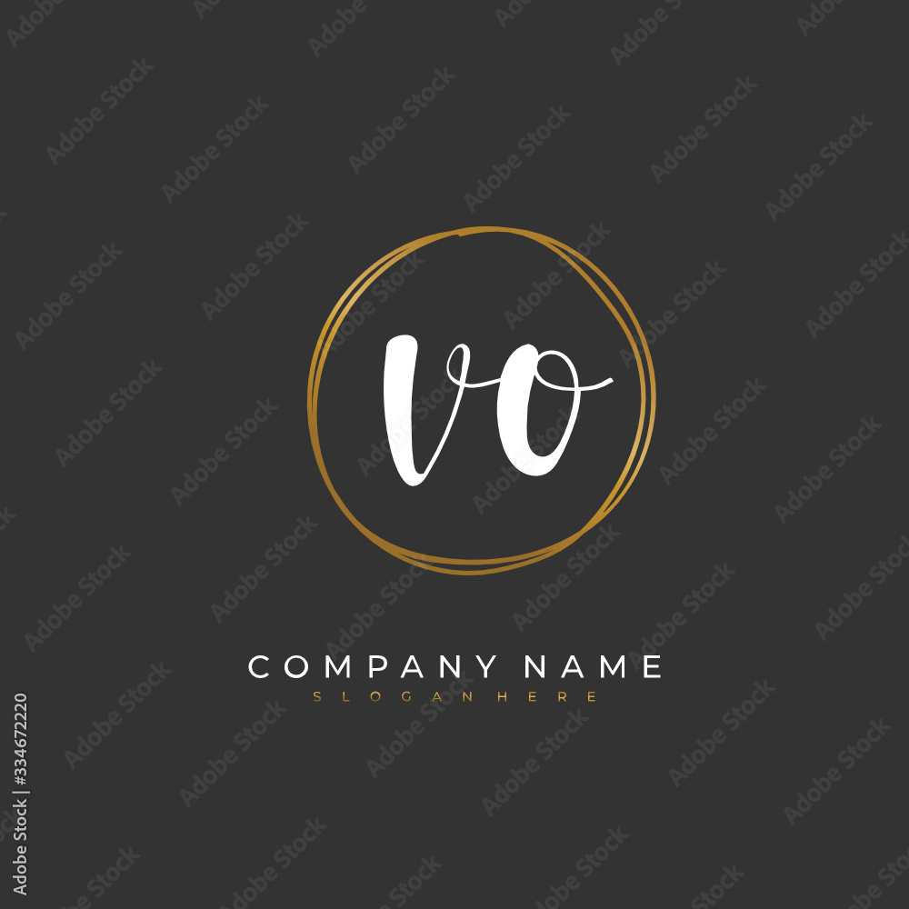 Handwritten initial letter V O VO for identity and logo. Vector logo template with handwriting and signature style. Handwritten initial letter V O VO for identity and logo. Vector logo template with handwriting and signature style.