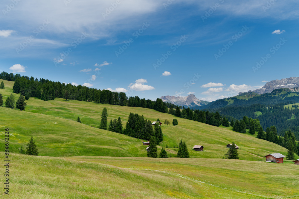 Obraz premium Beautiful scenery of high mountain under the sunny sky; dolomite in Italy