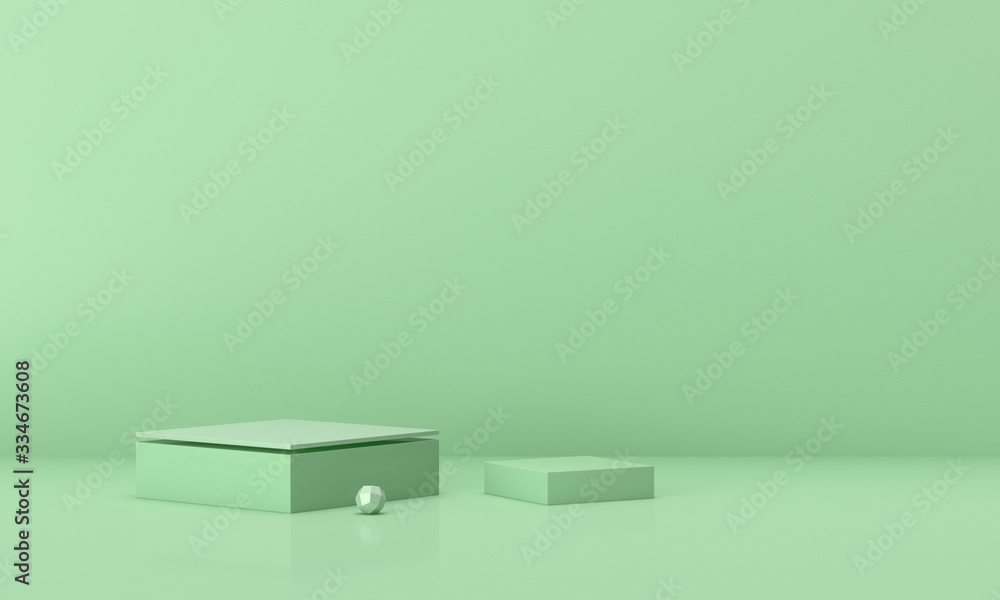 3D rendering of the green geometry background. 3D rendering of the green geometry background.
