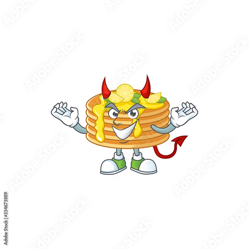 Fototapeta Naklejka Na Ścianę i Meble -  A picture of devil lemon cream pancake cartoon character design