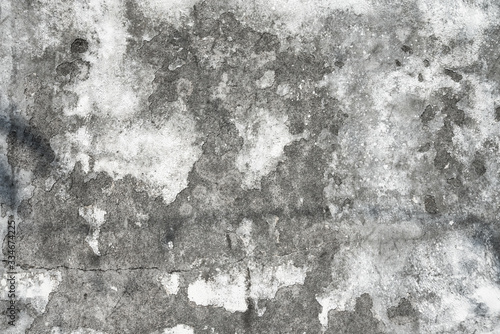 Outdoor antique old white concrete wall with crack texture background. Monochrome black and white tone for your creative design.