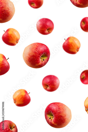 Falling ripe red apples background. Isolated. Close-up.