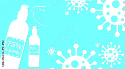 Vector illustration of coronavirus sterilization with disinfection spray