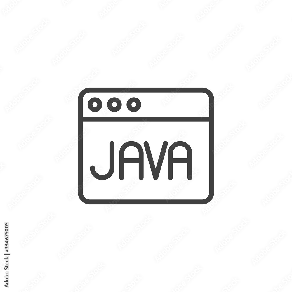 Java programming line icon. linear style sign for mobile concept and web design. JAVA web code outline vector icon. Symbol, logo illustration. Vector graphics Java programming line icon. linear style sign for mobile concept and web design. JAVA web code outline vector icon. Symbol, logo illustration. Vector graphics