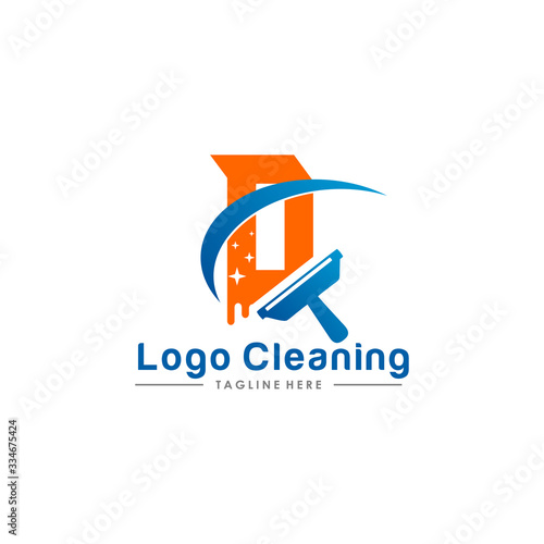 Initial letter logo D cleaning clean service logo icon vector template.