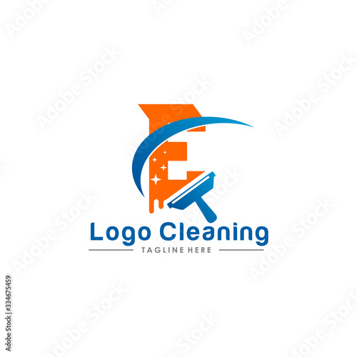 Initial letter logo E cleaning clean service logo icon vector template.