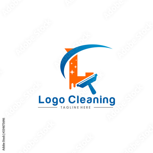 Initial letter logo J cleaning clean service logo icon vector template.