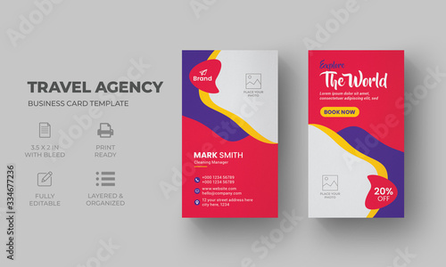 Vertical Travel agency Business Card Template