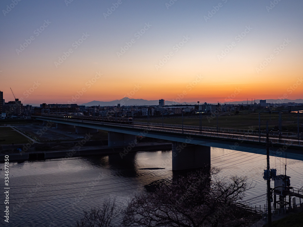 多摩川浅間神社からの夕景 多摩川浅間神社からの夕景