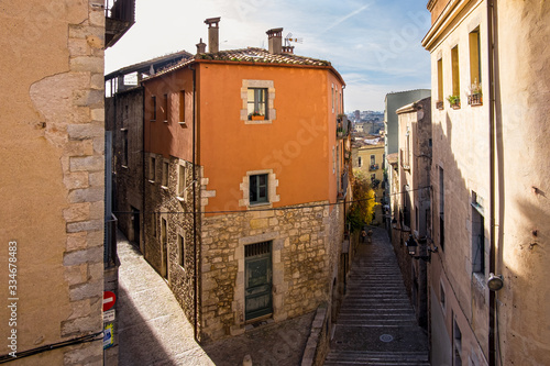Girona city historical center in Catalonia, Spain.