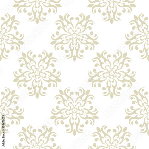 Floral seamless olive green pattern. On white background