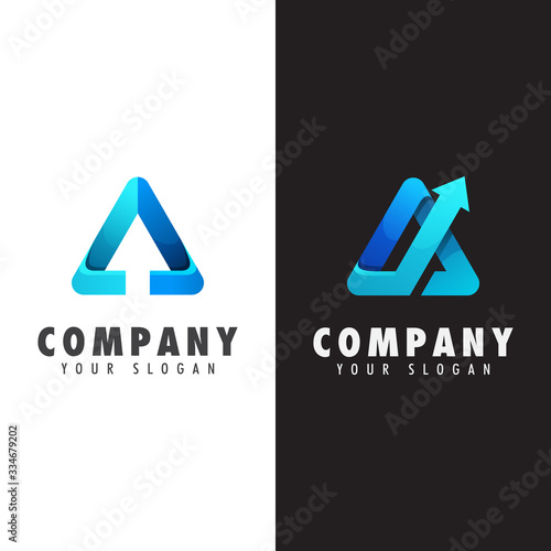 busines triangle with arrow logo,Letter a arrow logo collection