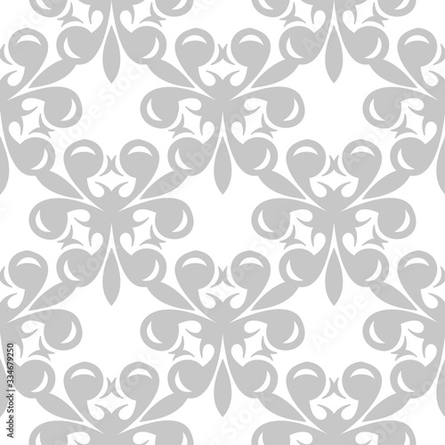 Floral white background with gray seamless pattern